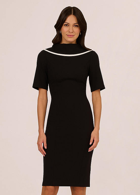 Adrianna Papell Roll Neck Sheath With V Back Dress Kaleidoscope