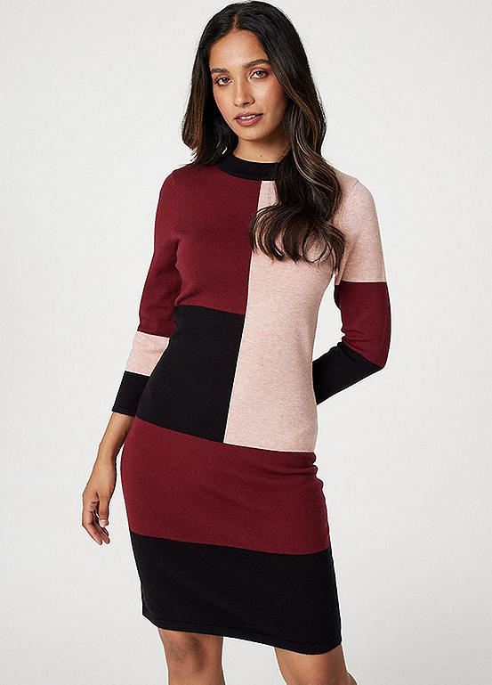 Izabel London Colour Block Bodycon Knit Dress Kaleidoscope