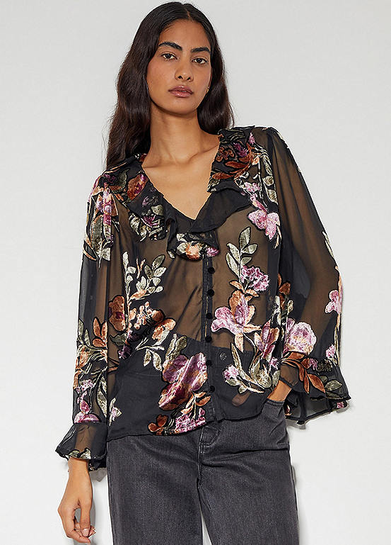 Monsoon Ariella Floral Devore Blouse Kaleidoscope