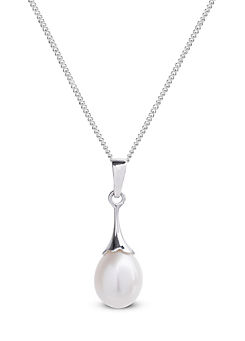 9ct White Gold Fluted Pearl Pendant