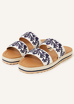 Accessorize Embroidered Two Strap Sandals
