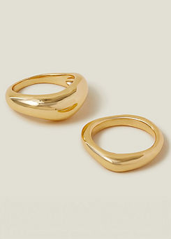 Accessorize Pack of 2 14ct Gold-Plated Irregular Rings