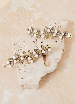 Accessorize Pearl Leaf Hair Clips Set of Two