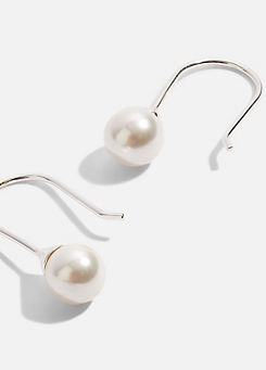 Accessorize Sterling Silver Sleek Pearl Drop Earrings
