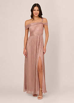Adrianna Papell Crinkle Metallic Gown