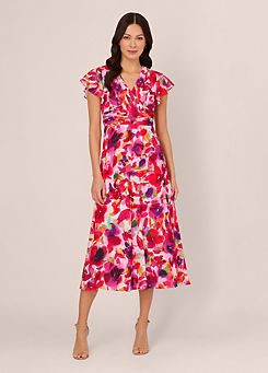 Adrianna Papell Floral Midi-Length Dress