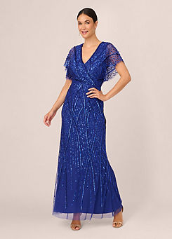 Adrianna Papell Long Beaded Gown