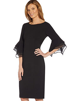 Adrianna Papell Plus Knit Crepe Tiered Sleeve Dress