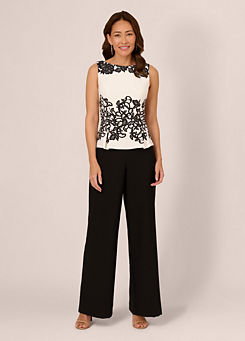 Adrianna Papell Scroll Lace Jumpsuit