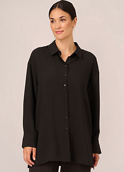 Adrianna Papell Solid Button Front Tunic Woven Top