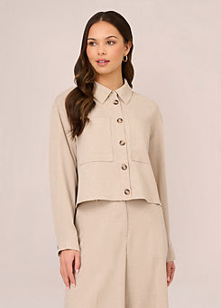 Adrianna Papell Solid Long Sleeve Button Up Utility Unlined Jacket