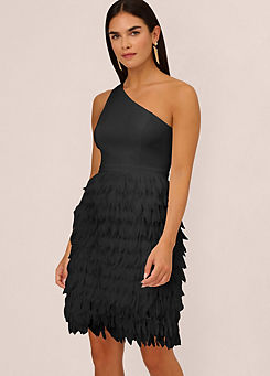 Aidan by Adrianna Papell Chiffon Feather Cocktail Dress
