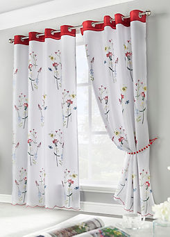 Alan Symonds Springfield Embroidered Pair of Lined Eyelet Curtains