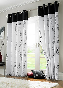 Alan Symonds Tahiti Embroidered Pair of Lined Pencil Pleat Curtains