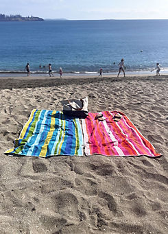 Allure Velour Stripe 100% Cotton Beach Towel