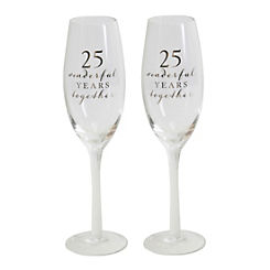 Amore Set of 2 Champagne Flutes - 25th Anniversary