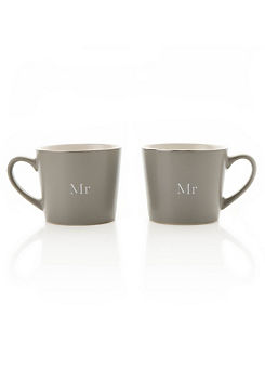 Amore Set of 2 Grey Mugs - Mr & Mr