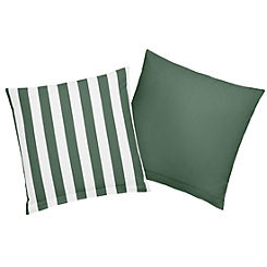 Andas Greta 2 Pack of Cotton Plain & Stripe Cushion Covers