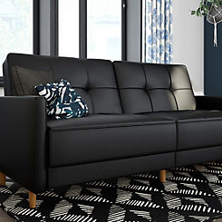 Andora Sprung Seat Sofa Bed in Black Faux Leather
