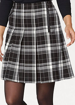 Aniston Check Print Pleated Skirt