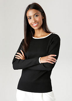 Aniston Contrast Trim Knitted Sweater