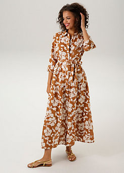 Aniston Floral Long Sleeve Collared Dress