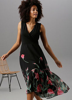 Aniston Floral Print Chiffon Skirt Dress