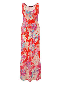 Christina | Floral Print Round Neck Maxi Dress