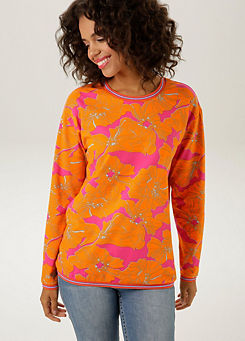 Aniston Floral Print Round Neck Sweatshirt