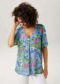 Aniston Floral Print Short Sleeve Blouse
