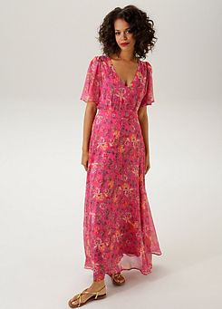 Aniston Floral Print V-Neck Maxi Dress