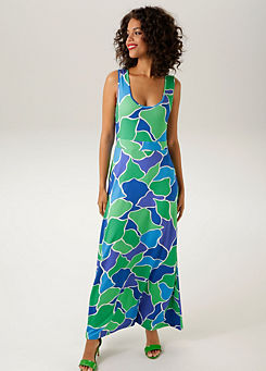 Aniston Graphic Print Sleeveless Maxi Dress