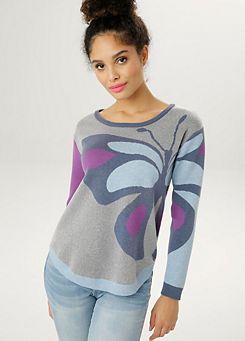 Aniston Knit Butterfly Print Jumper
