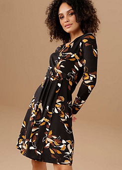 Aniston Leaf Print Jersey Dress