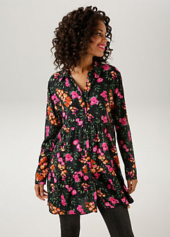 Aniston Longline Floral Print Shirt