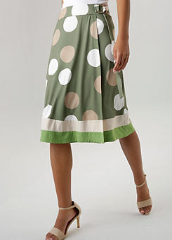 Aniston Polka Dot Wrap Jersey Skirt