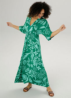 Aniston Print Three Quarter Length Sleeve Maxi Dress