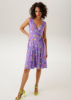 Aniston Print V-Neck Wrap Sleeveless Dress