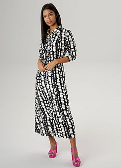 Aniston Printed Long Sleeve Midi Dress