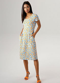 Aniston Printed Short Sleeve Jersey Dress