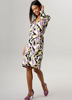 Aniston Printed Side Tie Jersey Party Dress