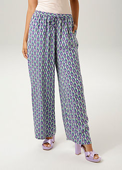 Aniston Printed Wide-Leg Trousers