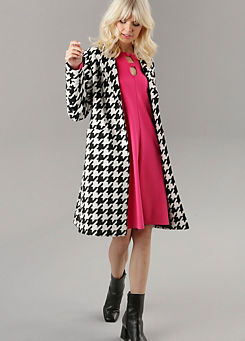 Aniston Selected Houndstooth Print Short Coat