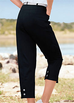 Ankle Button Detail Cropped Trousers