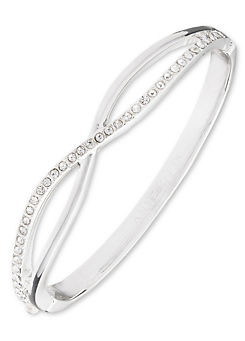 Anne Klein Criss Cross Bangle in Silver Tone & Crystal