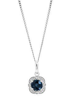 Arrosa 9ct White Gold Sapphire & Diamond Pendant Necklace