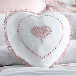 Aubrey Embroidered Vintage Heart Filled Cushion