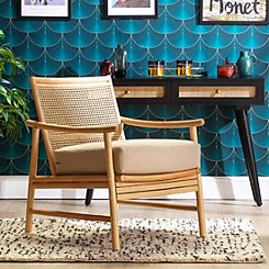 Borneo Wicker Chair With Boucle Latte Cushion