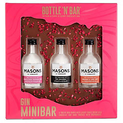 Bottle ’n’ Bar Gin Minibar Gin Trio with Milk Chocolate Food Gift Set