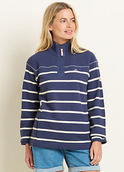 Brakeburn Navy Stripe Quarter Zip Sweatshirt